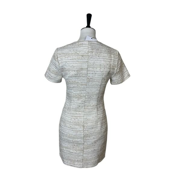 L'Academie Revolve NEW Cream Tweed Sheath Mini Dress Button Front Women Size XS - Picture 4 of 13